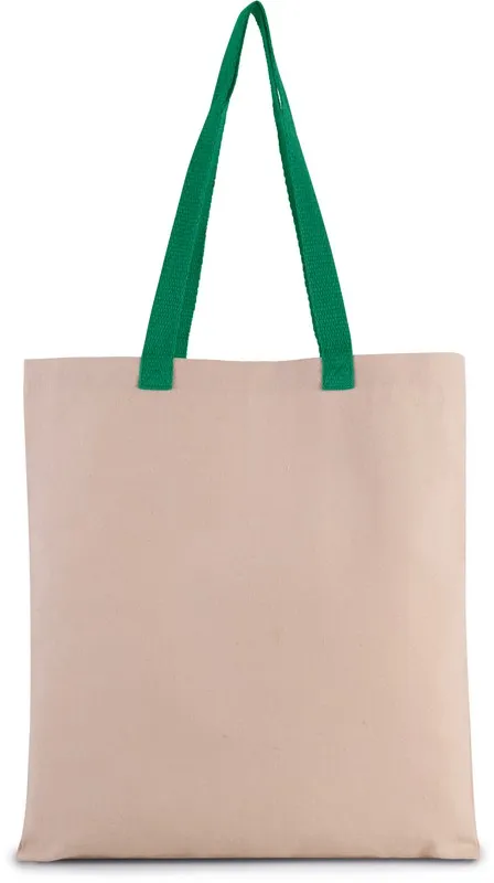Borsa shopping in tela piatta con manico a contrasto