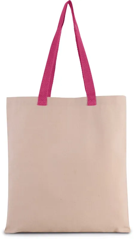 Borsa shopping in tela piatta con manico a contrasto