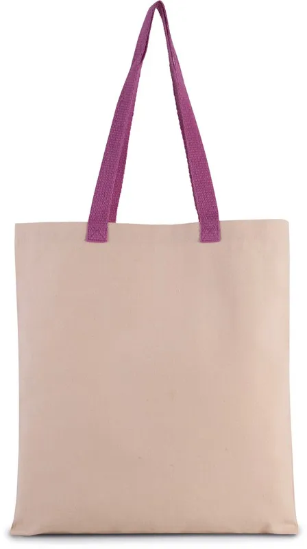 Borsa shopping in tela piatta con manico a contrasto