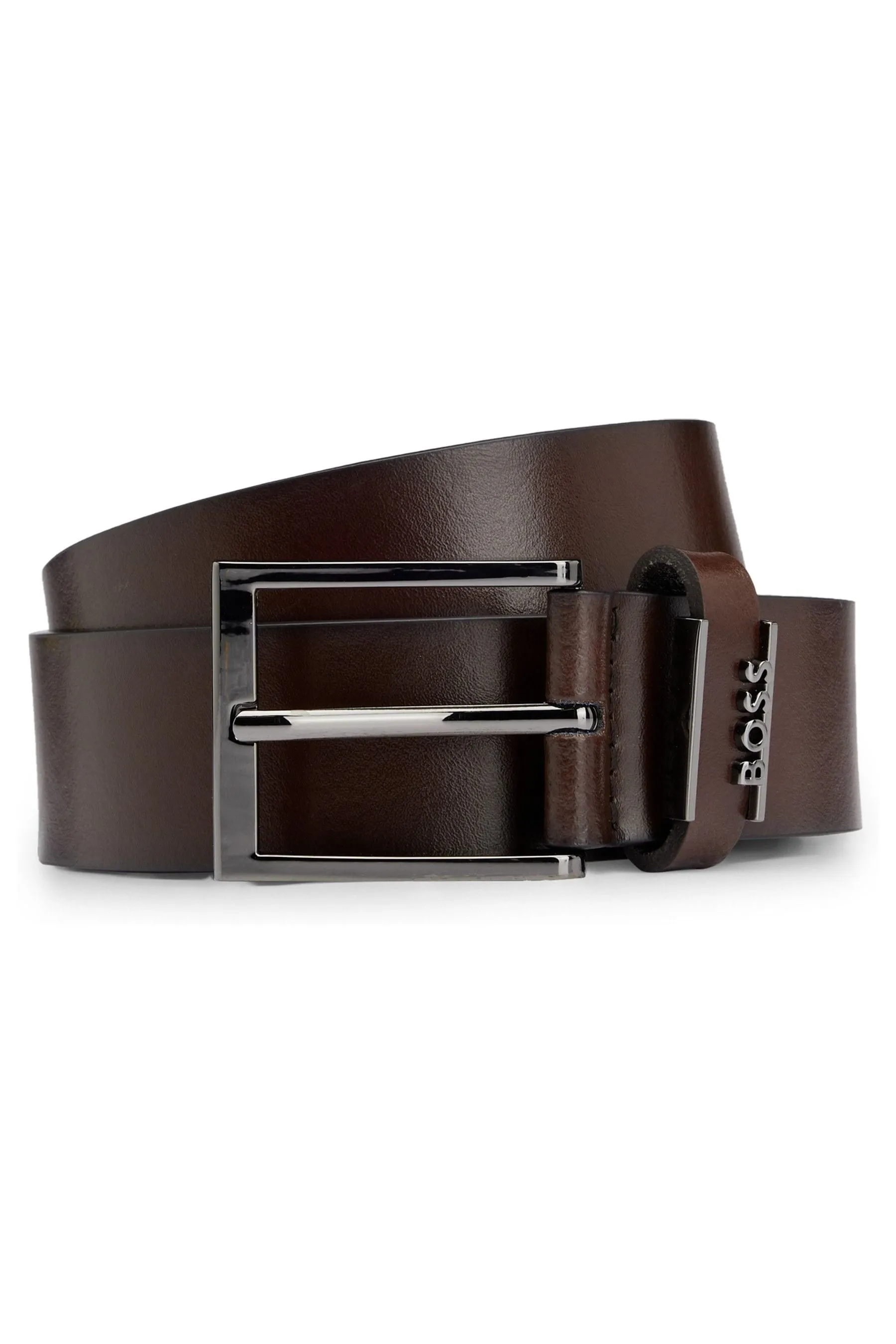 BOSS - Cintura con logo in pelle italiana