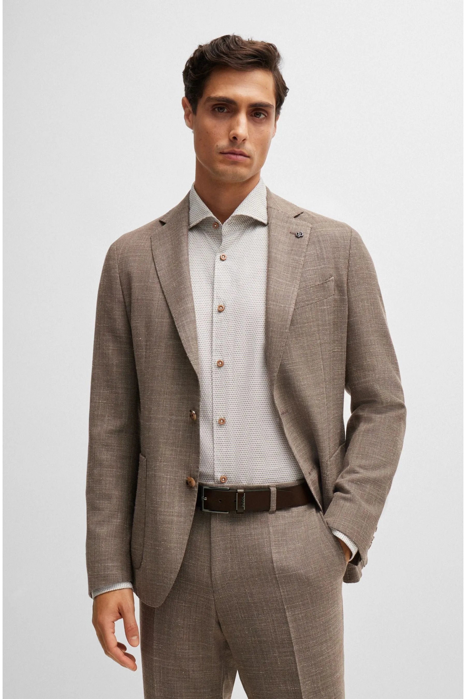 BOSS - Cintura con logo in pelle italiana