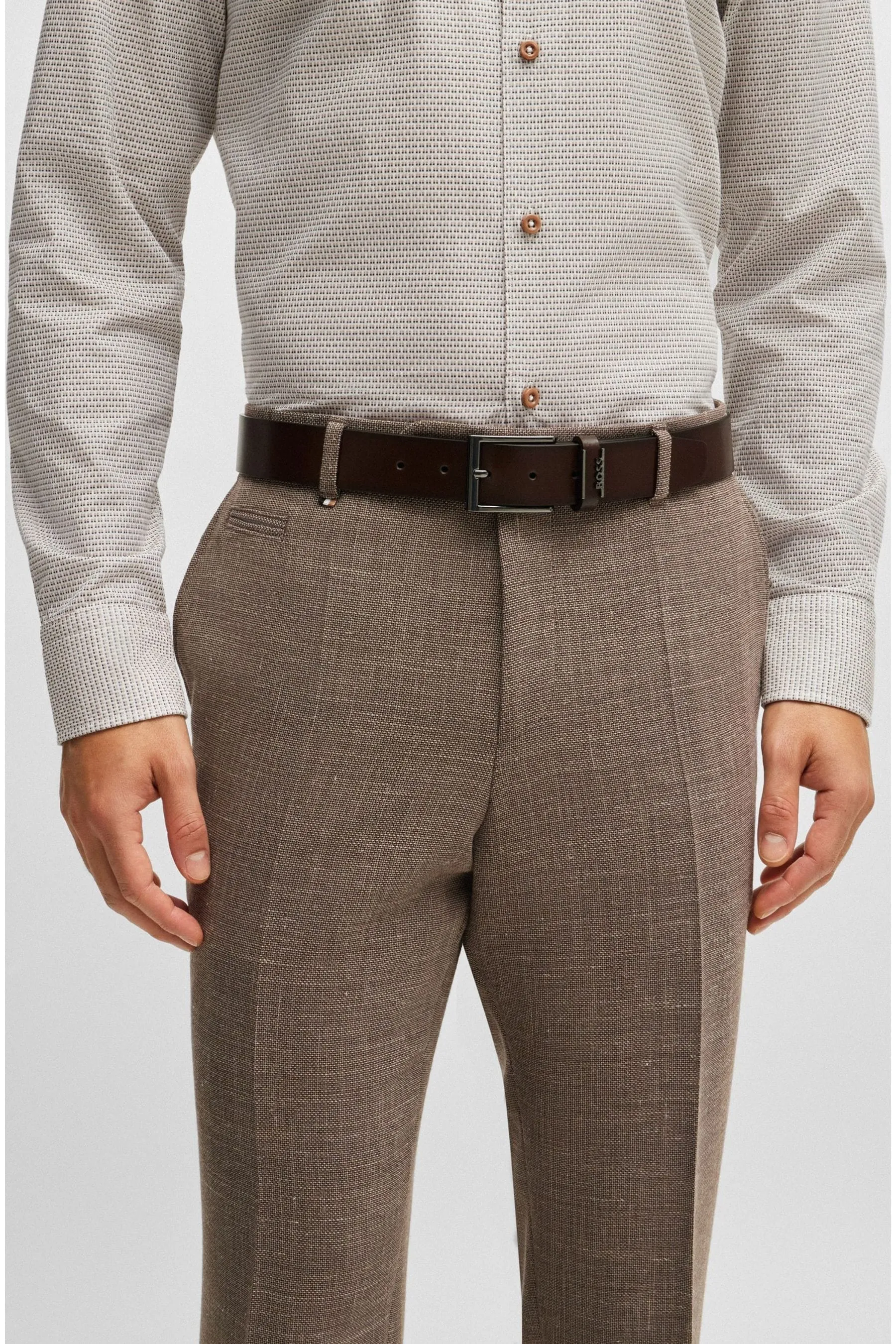 BOSS - Cintura con logo in pelle italiana