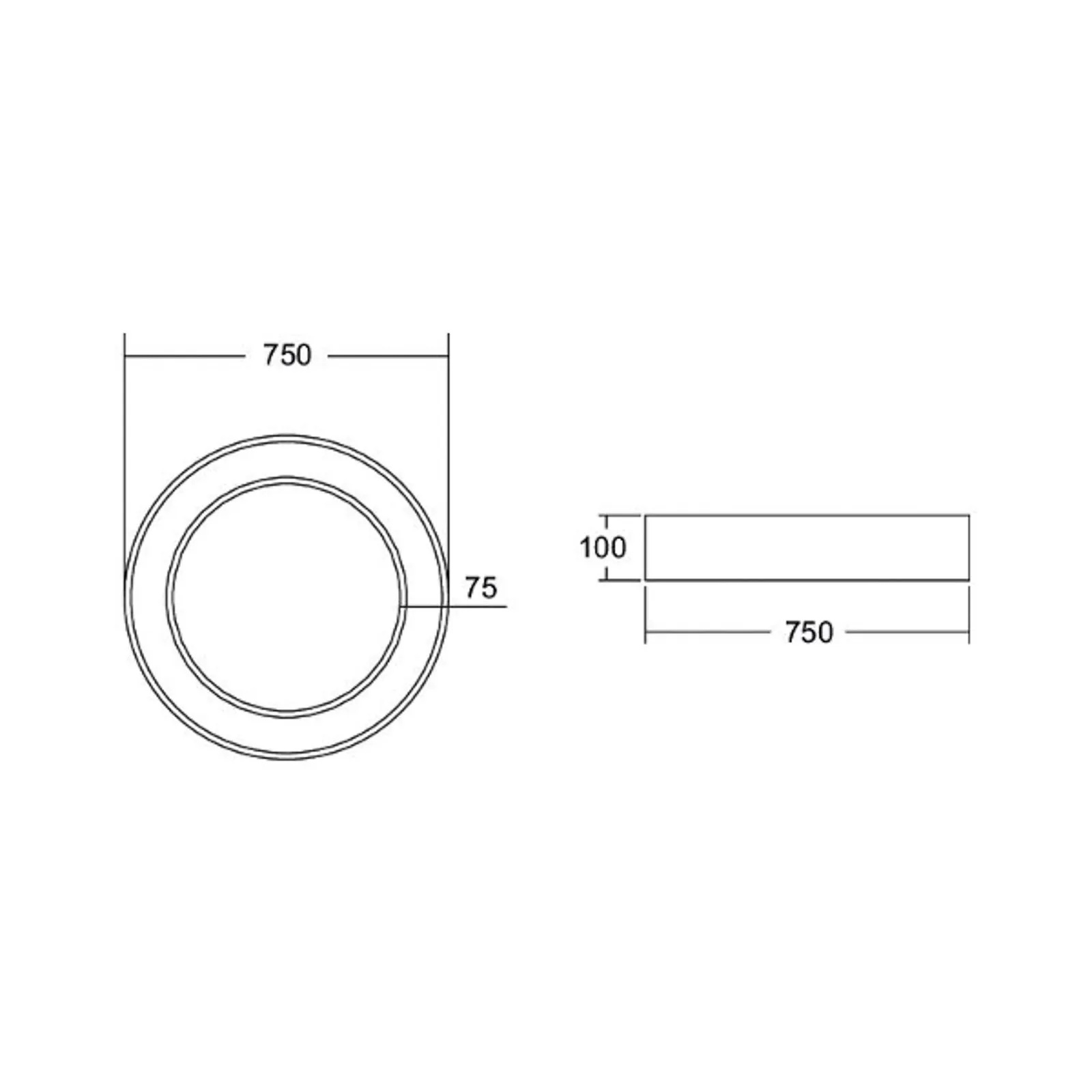 BRUMBERG Anello circolare a soffitto Ø 75 cm DALI argento 3000 K