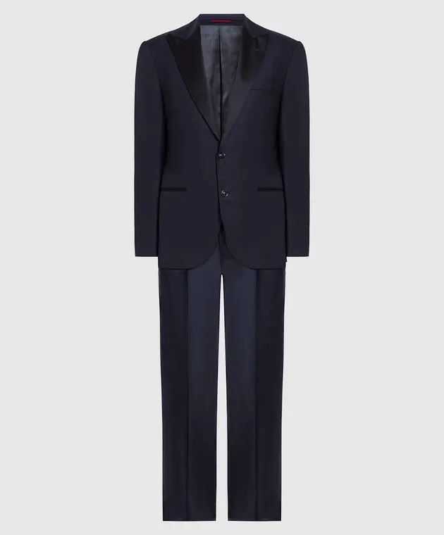 Brunello Cucinelli Abito in lana e seta blu navy MF460AS28