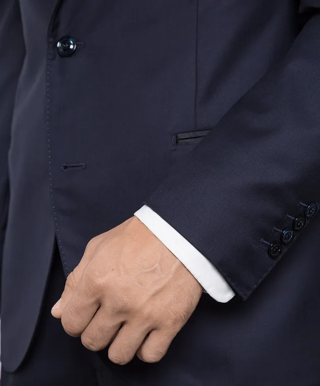 Brunello Cucinelli Abito in lana e seta blu navy MF460AS28