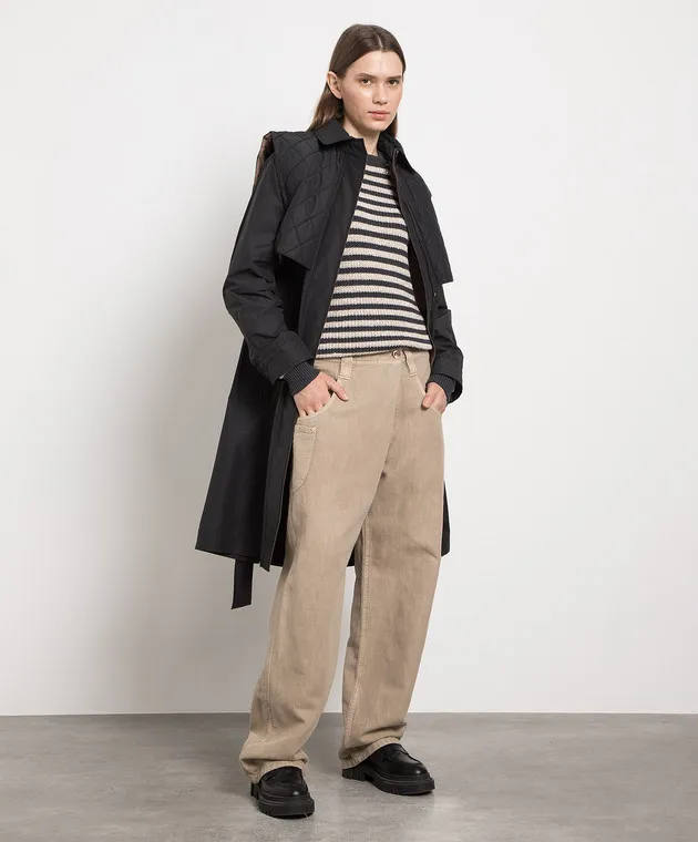 Brunello Cucinelli Maglione grigio con paillettes a righe M19580210P