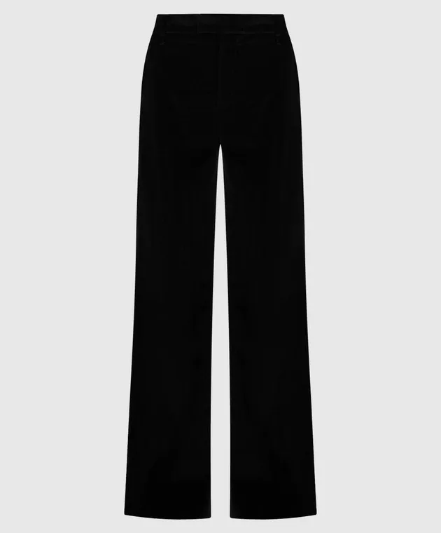 Brunello Cucinelli Pantaloni in velluto nero con catena monil MD561P8493
