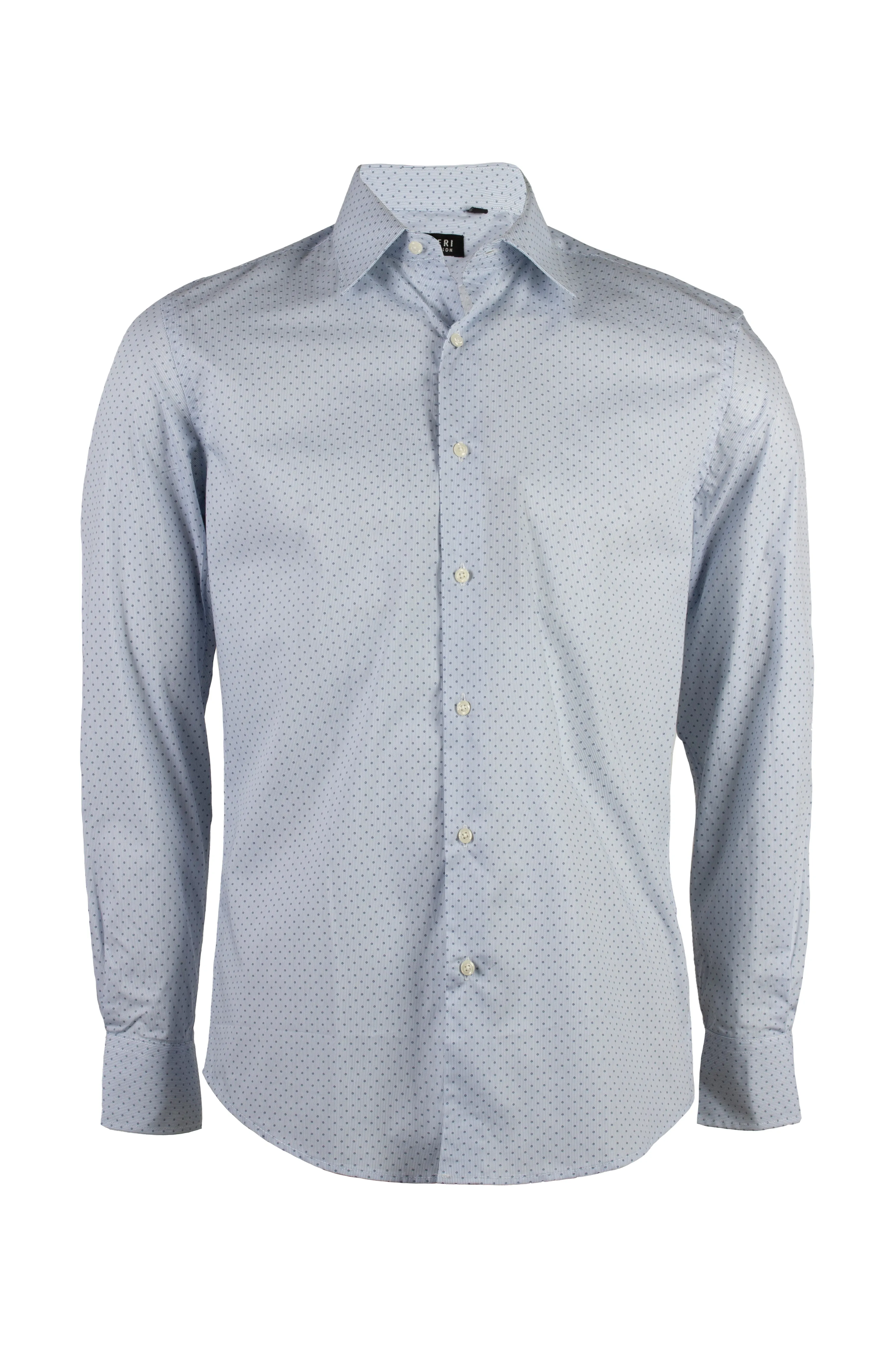 Camicia celeste da uomo con microfantasia