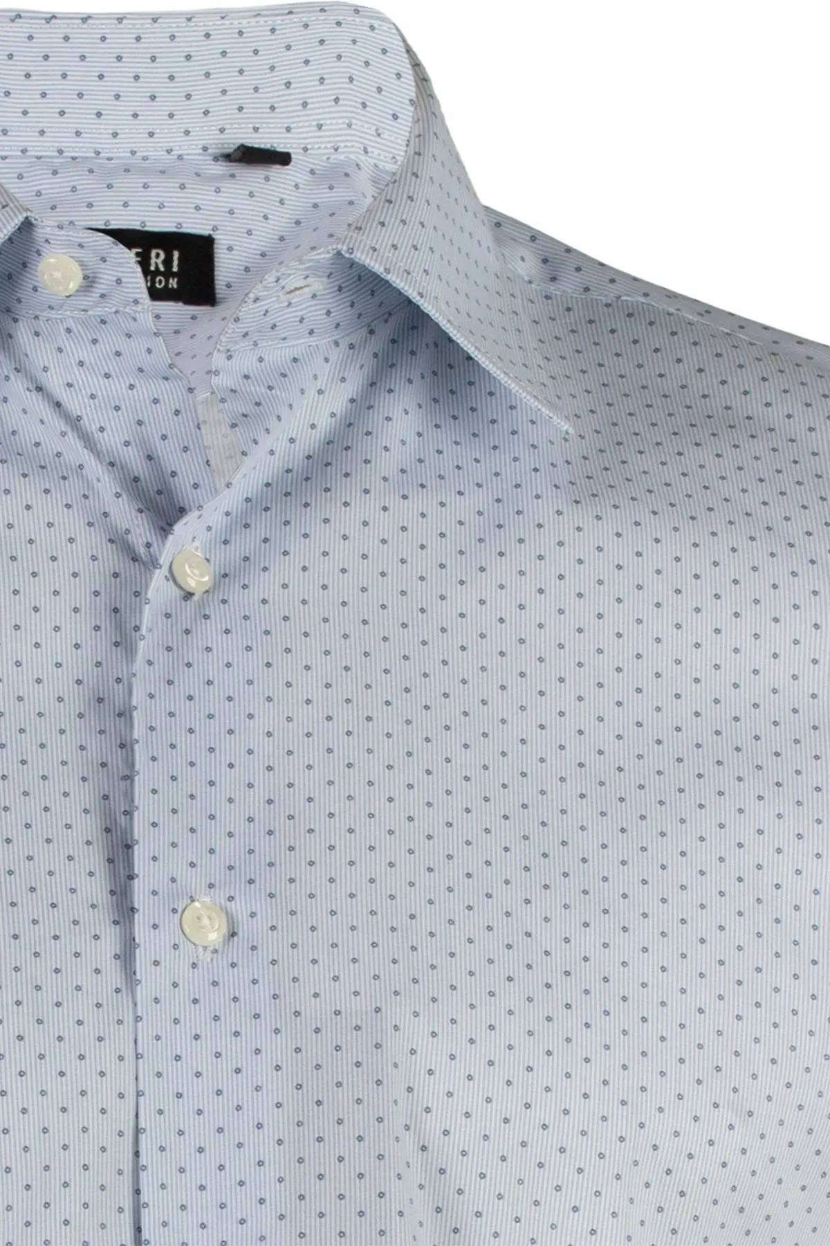 Camicia celeste da uomo con microfantasia