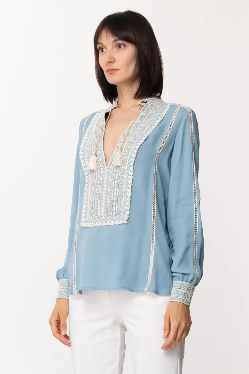 Camicia con plastron e polsi in pizzo CARTA DA ZUCCHERO/BURRO