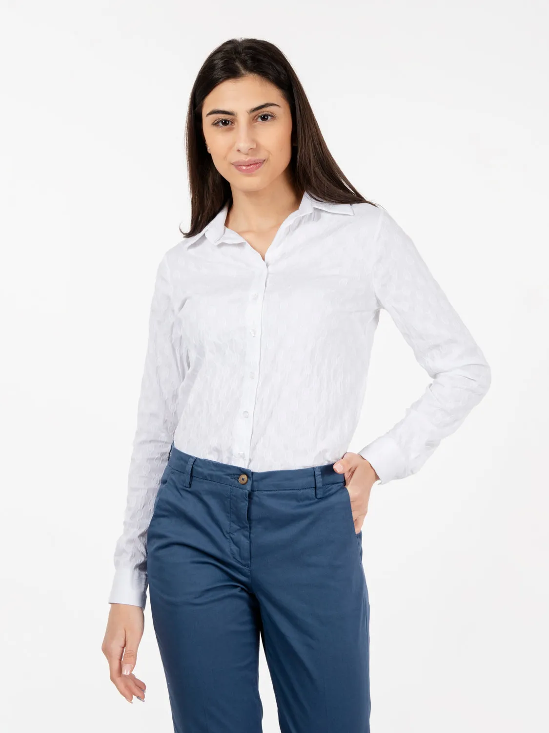 Camicia in tessuto operato bianca