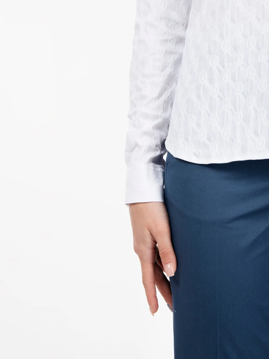 Camicia in tessuto operato bianca