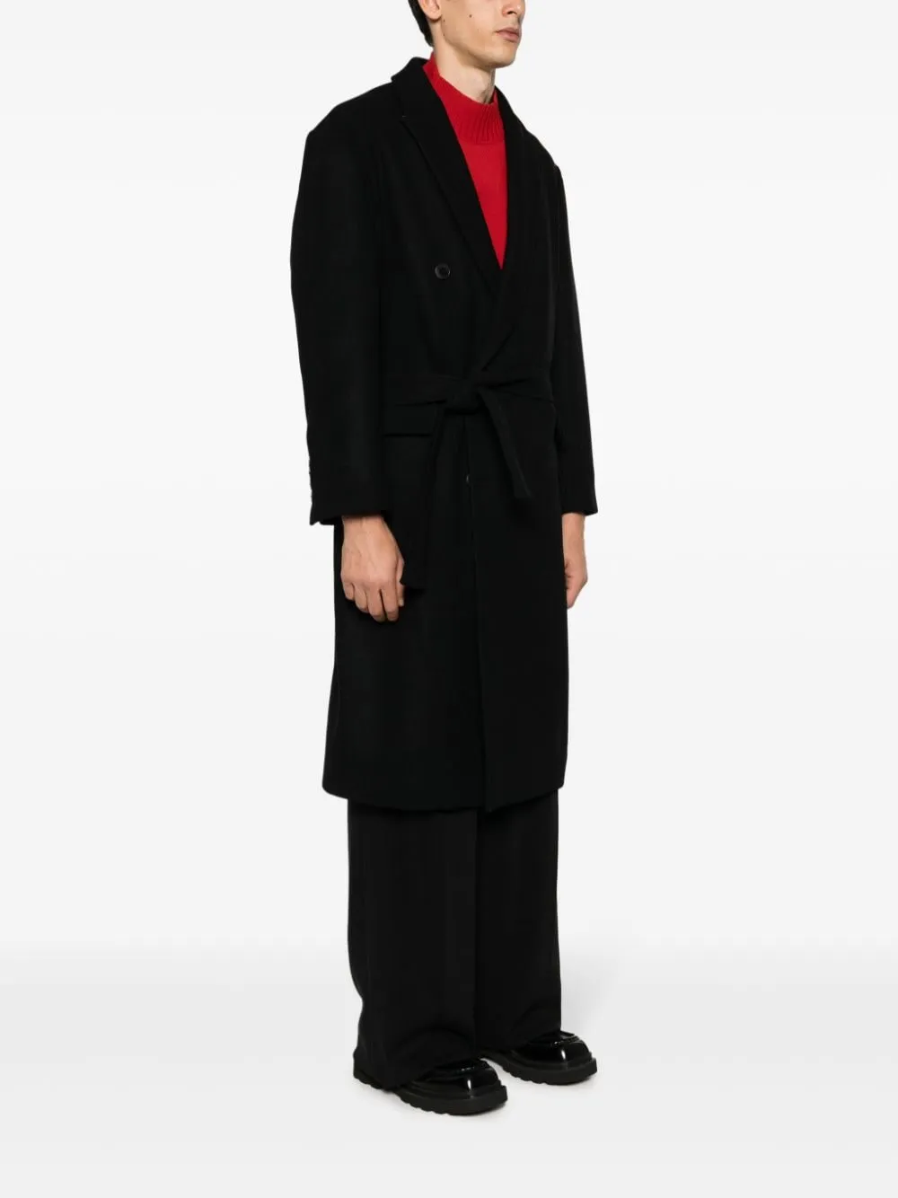 Cappotto Christian con cintura in nero - uomo