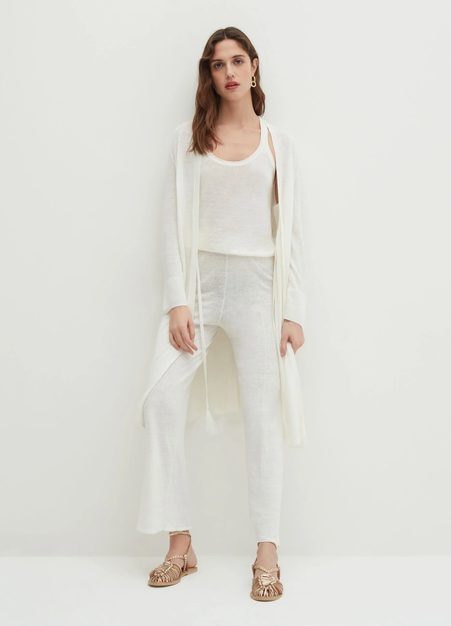 Cardigan lungo in lino