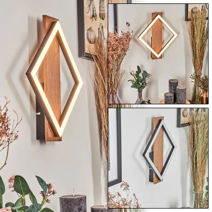 Cascade Applique LED Marrone, Aspetto del legno, Nero, 1-Luce
