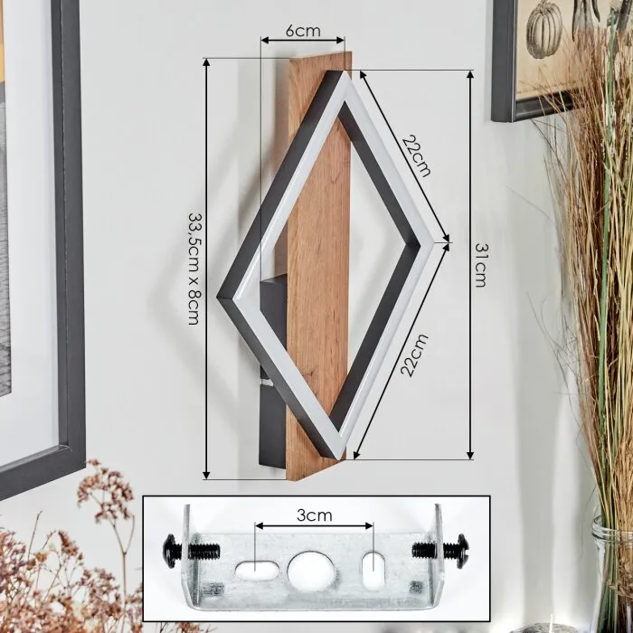 Cascade Applique LED Marrone, Aspetto del legno, Nero, 1-Luce