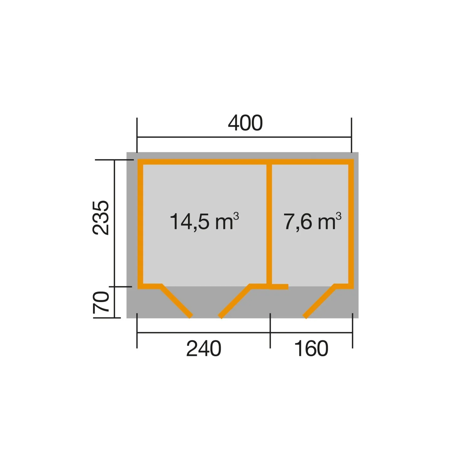 Casetta da giardino in legno Weka naturale 400x235 cm