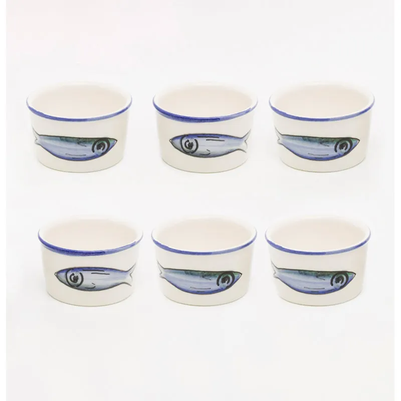 Ceramiche Crescentini Set da 6 coppette gelato Sardine