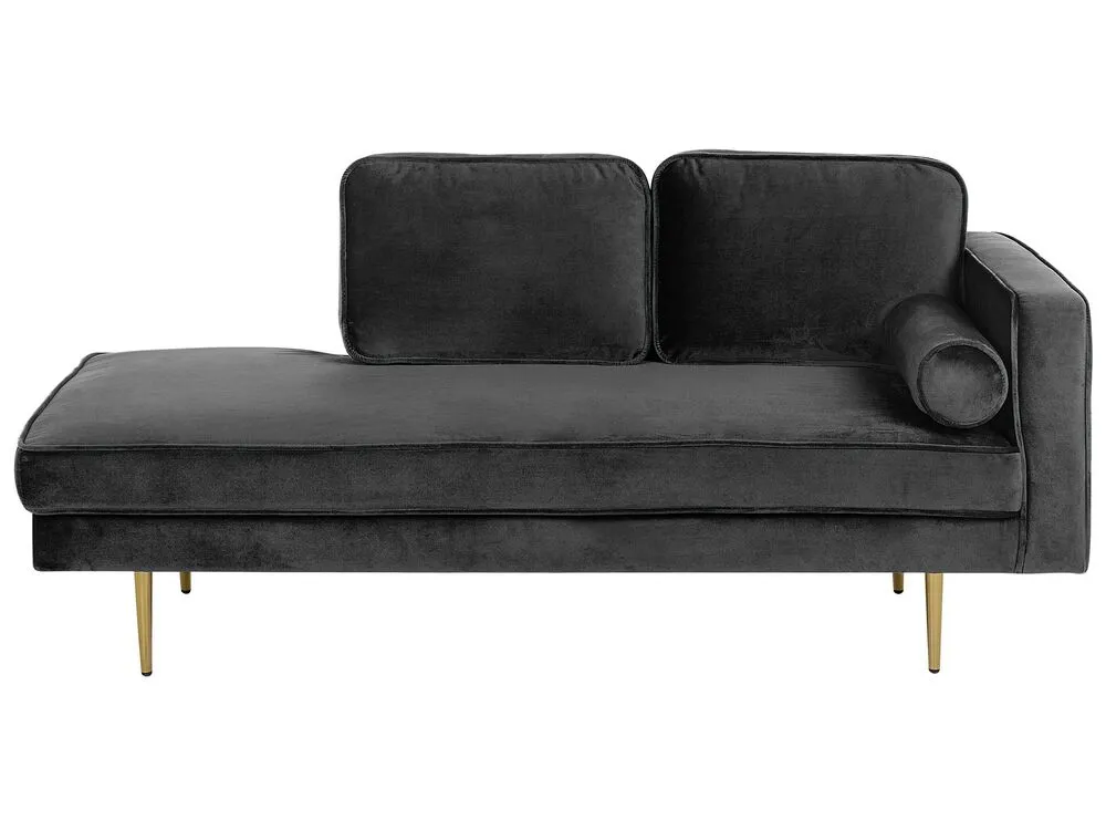 Chaise longue velluto nero destra MIRAMAS