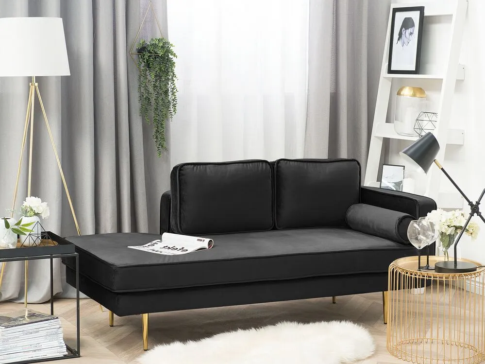 Chaise longue velluto nero destra MIRAMAS
