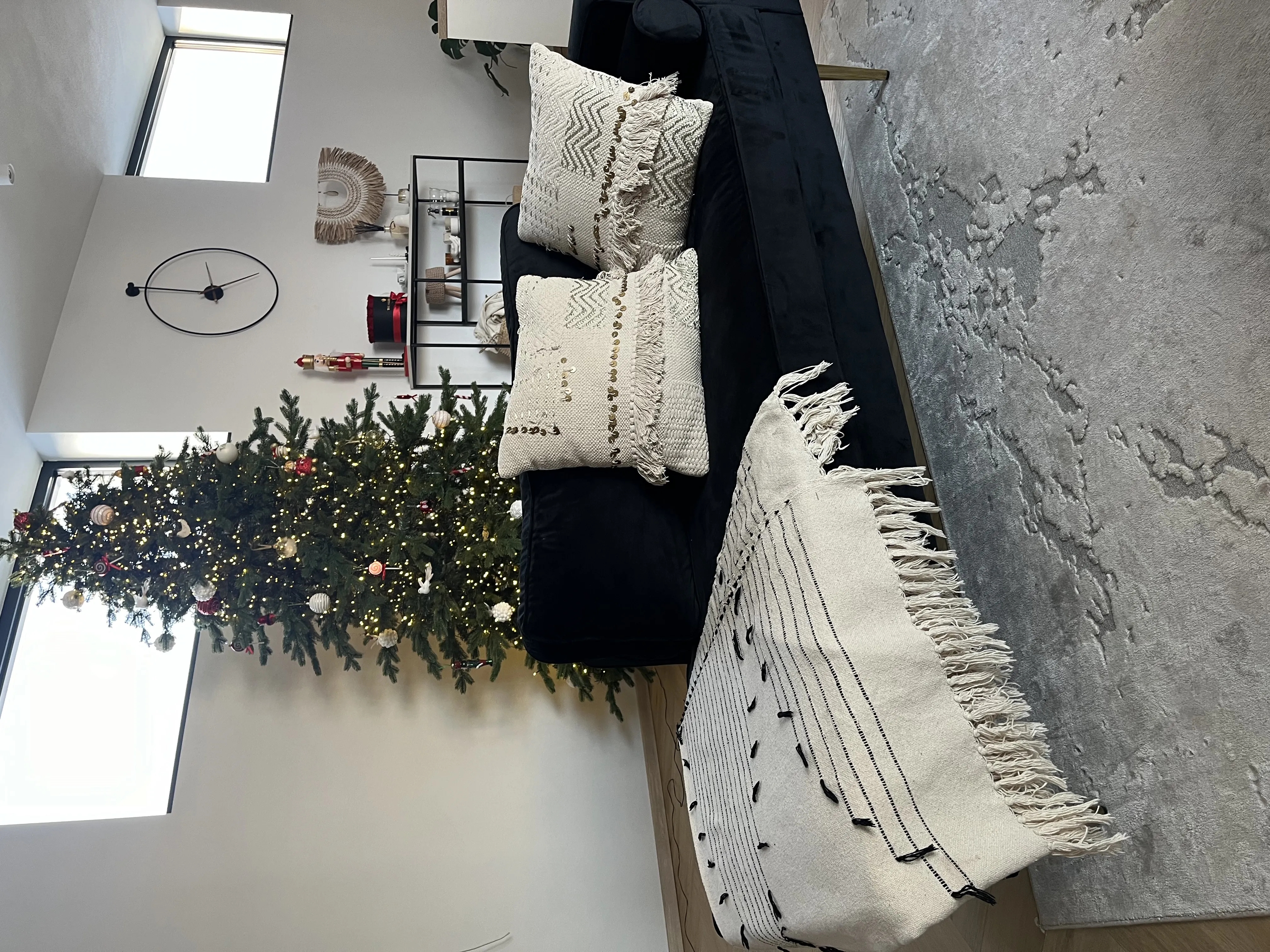 Chaise longue velluto nero destra MIRAMAS