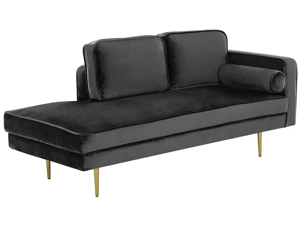 Chaise longue velluto nero destra MIRAMAS