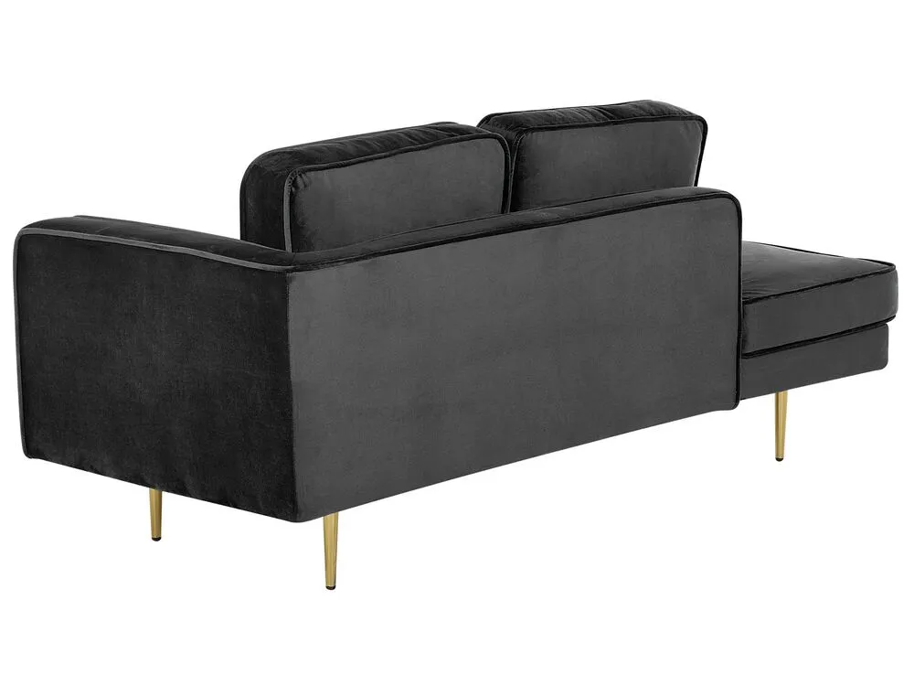 Chaise longue velluto nero destra MIRAMAS