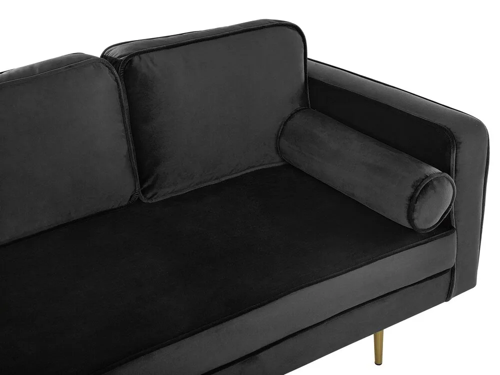 Chaise longue velluto nero destra MIRAMAS