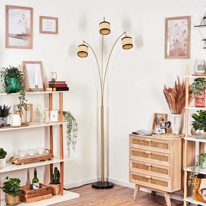 Chellas Lampada da terra Ottone, Nero, 3-Luci