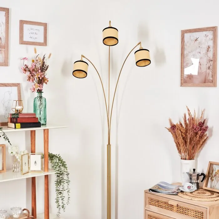 Chellas Lampada da terra Ottone, Nero, 3-Luci