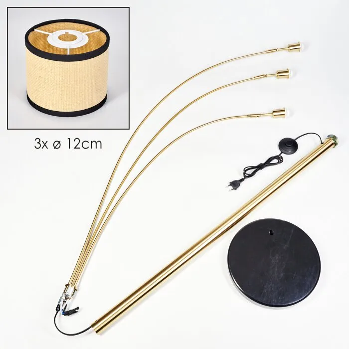 Chellas Lampada da terra Ottone, Nero, 3-Luci
