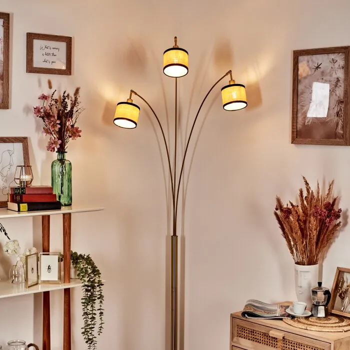 Chellas Lampada da terra Ottone, Nero, 3-Luci