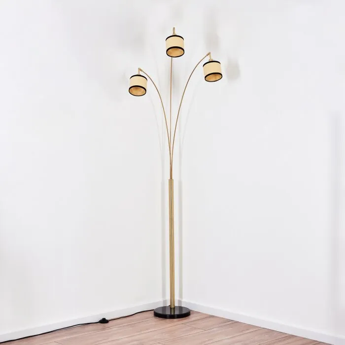 Chellas Lampada da terra Ottone, Nero, 3-Luci