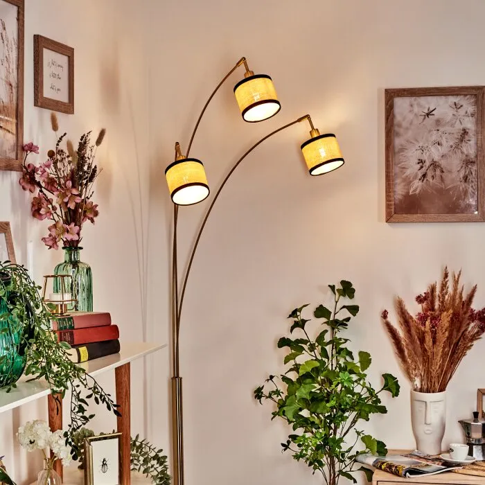 Chellas Lampada da terra Ottone, Nero, 3-Luci