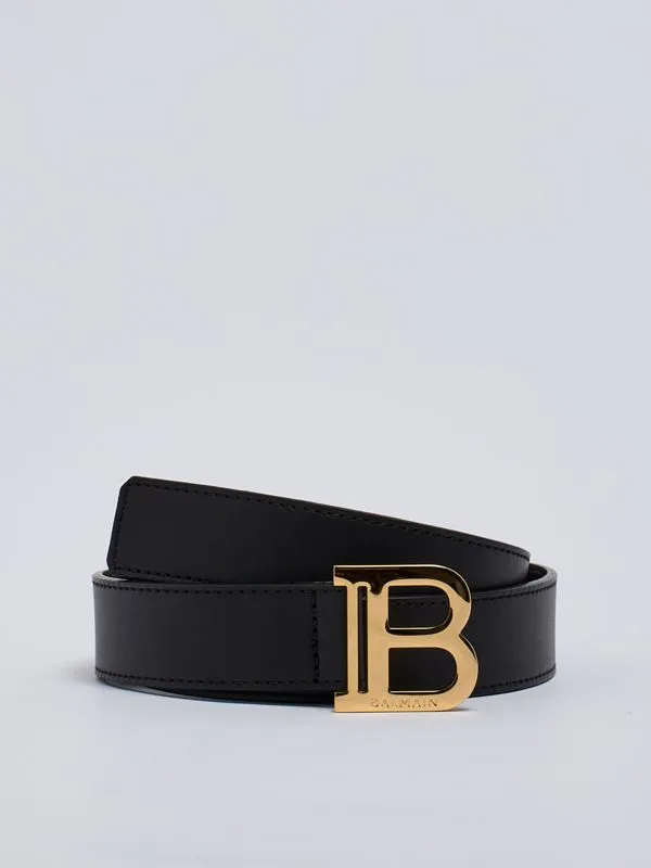 Cintura bambino Balmain in pelle Nero-Oro