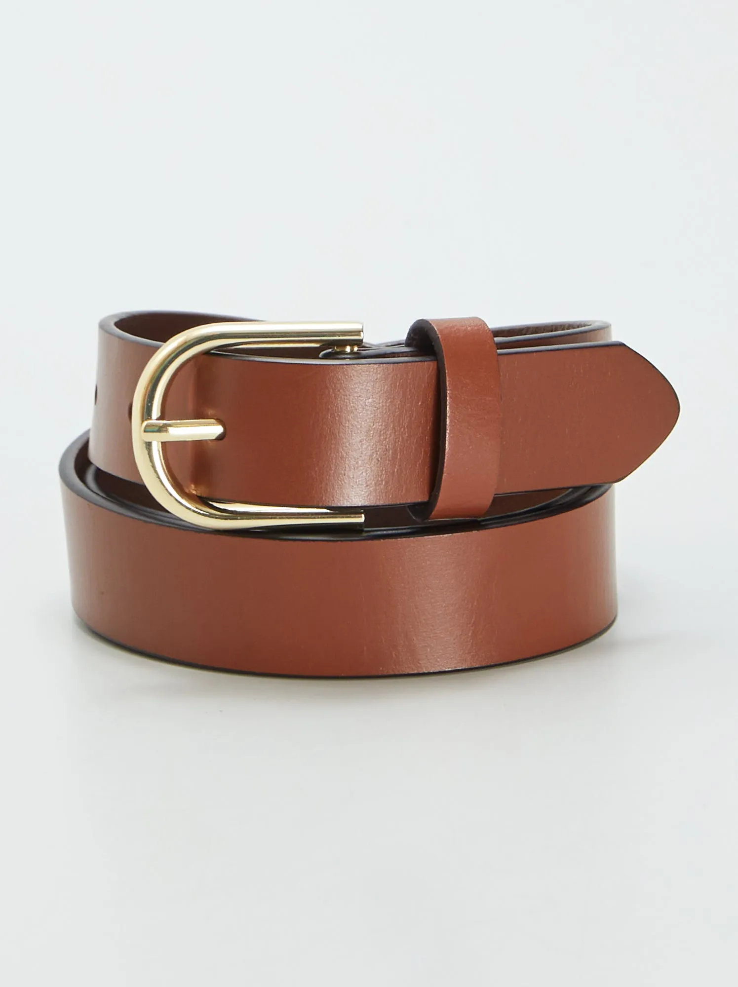 Cintura basica in pelle - MARRONE