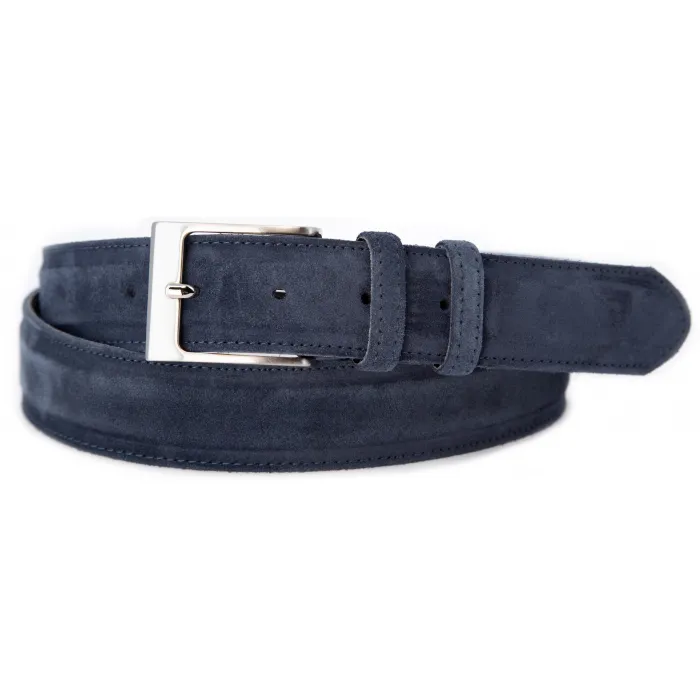 Cintura in pelle di vitello scamosciata Blu scuro