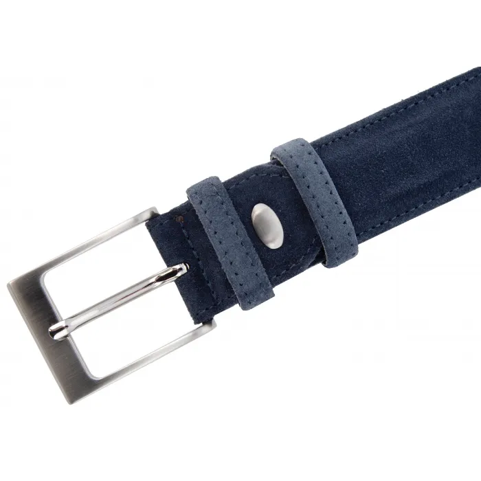 Cintura in pelle di vitello scamosciata Blu scuro