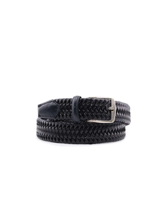 Cintura in pelle intrecciata stretch