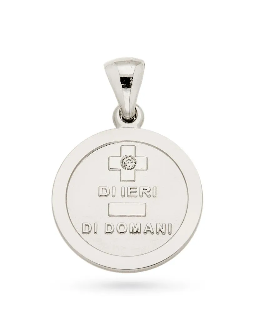 Ciondolo Unoaerre Medaglia dell'Amore oro bianco 18kt diamante