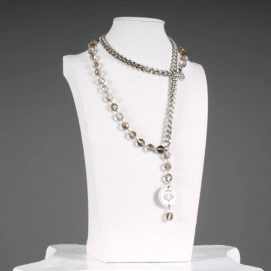 Collana Francesca medaglia argento/ champagne