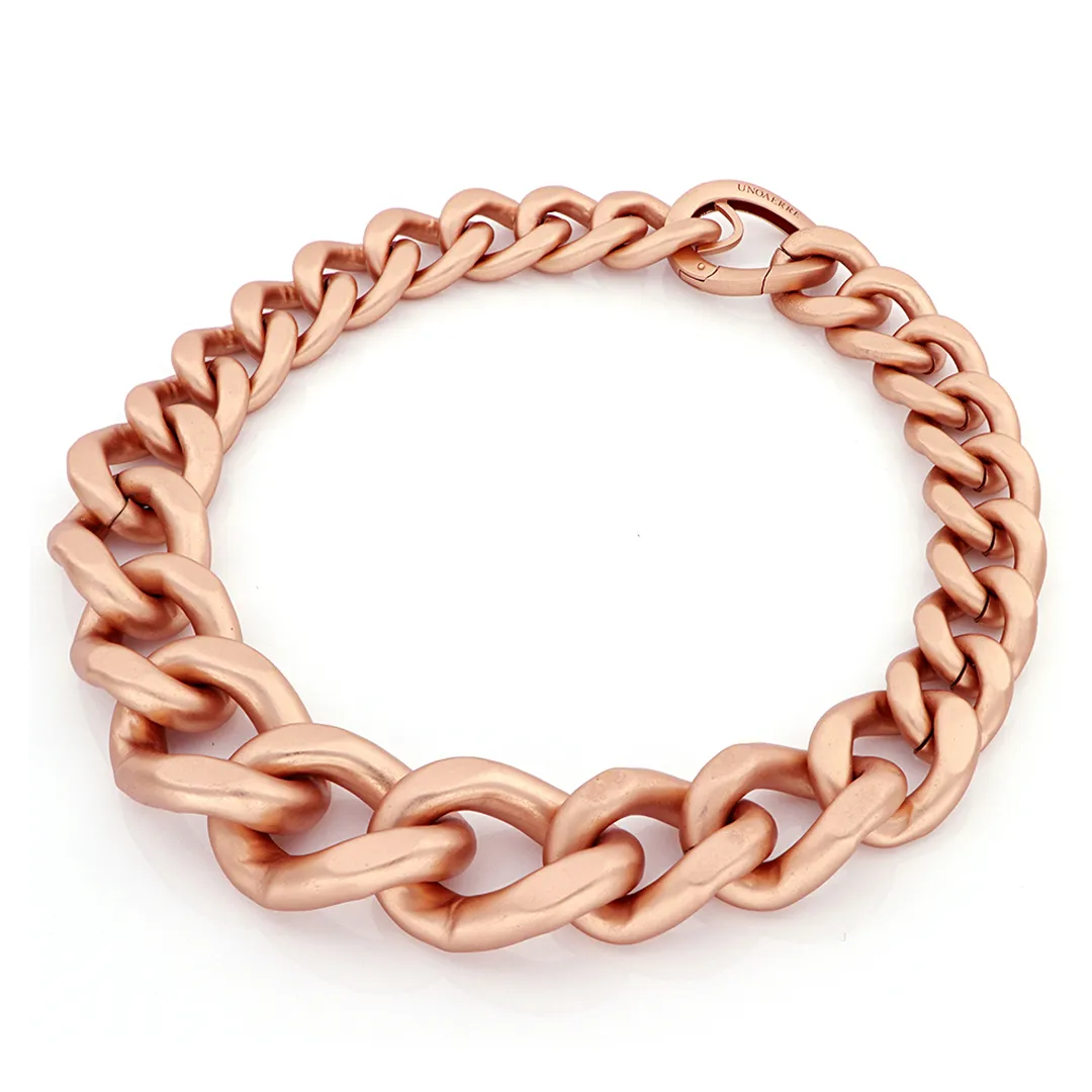 Collana maxi catena grumetta in bronzo rosa