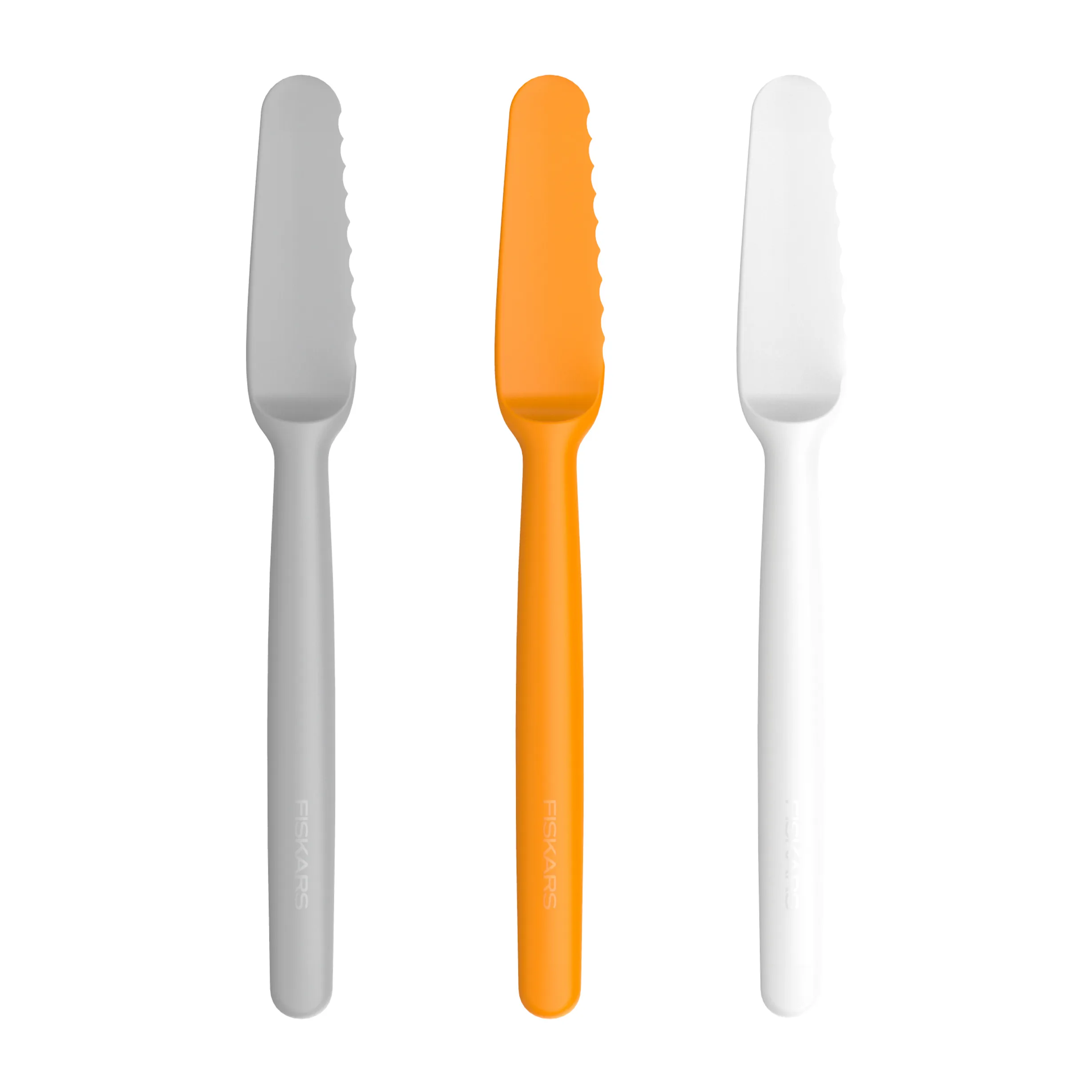 Coltello da burro Functional Form confezione da 3.jn{font-size:18px}grigio-arancione-bianco