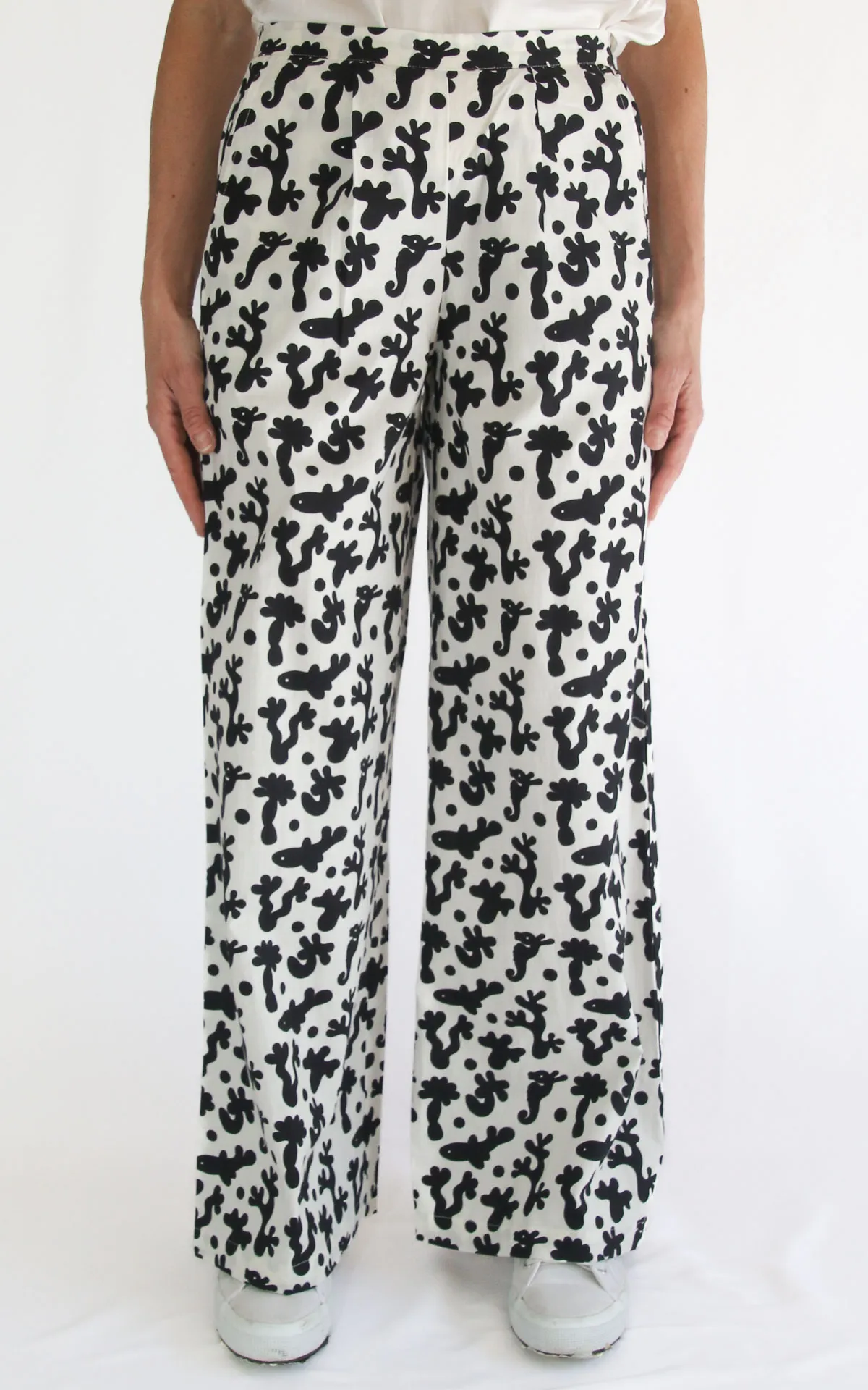 Compania fantastica – Pantalone cotone fantasia – Bianco / nero
