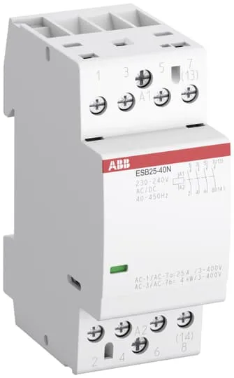 Contattore ABB, serie ESB, 2 poli, 2 NA, 63 A, 14,5 kW, bobina 24 V