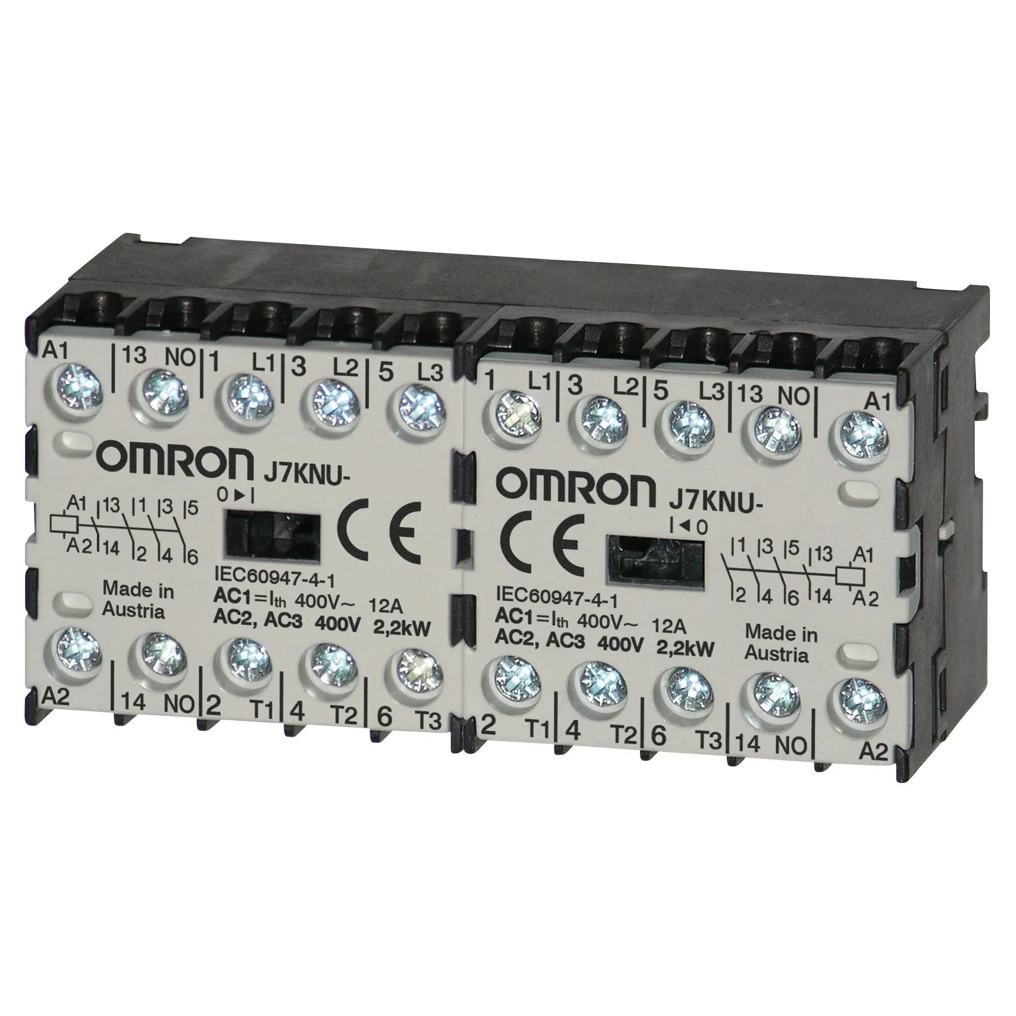 Contattore Reversibile Omron, 3 poli, 1NC, 5 A, 2,2 kW, bobina 230 V c.a.
