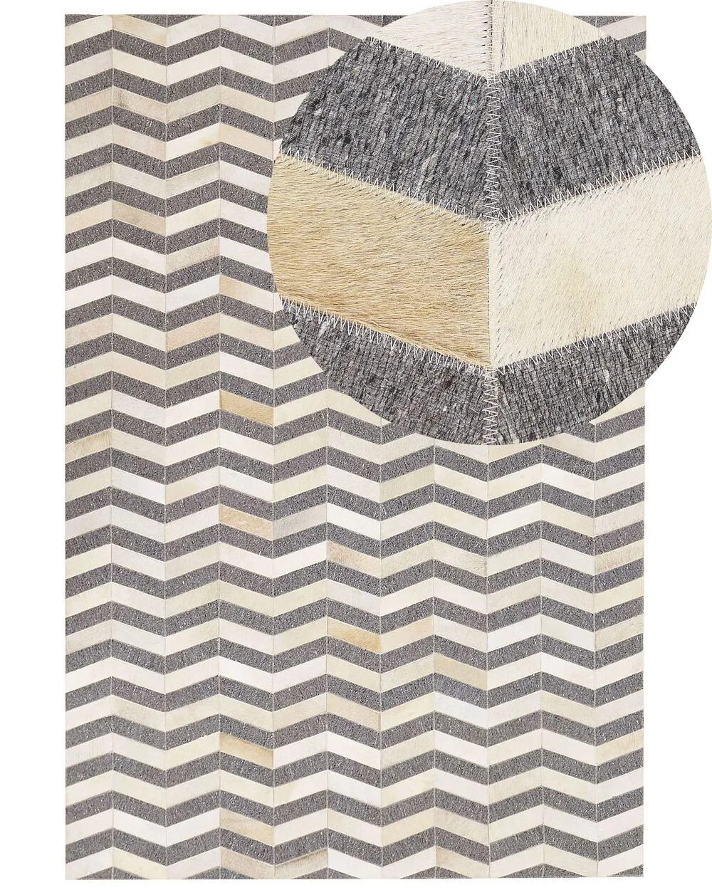 Cowhide Area Rug 160 x 230 cm Grey and Beige BAGGOZE