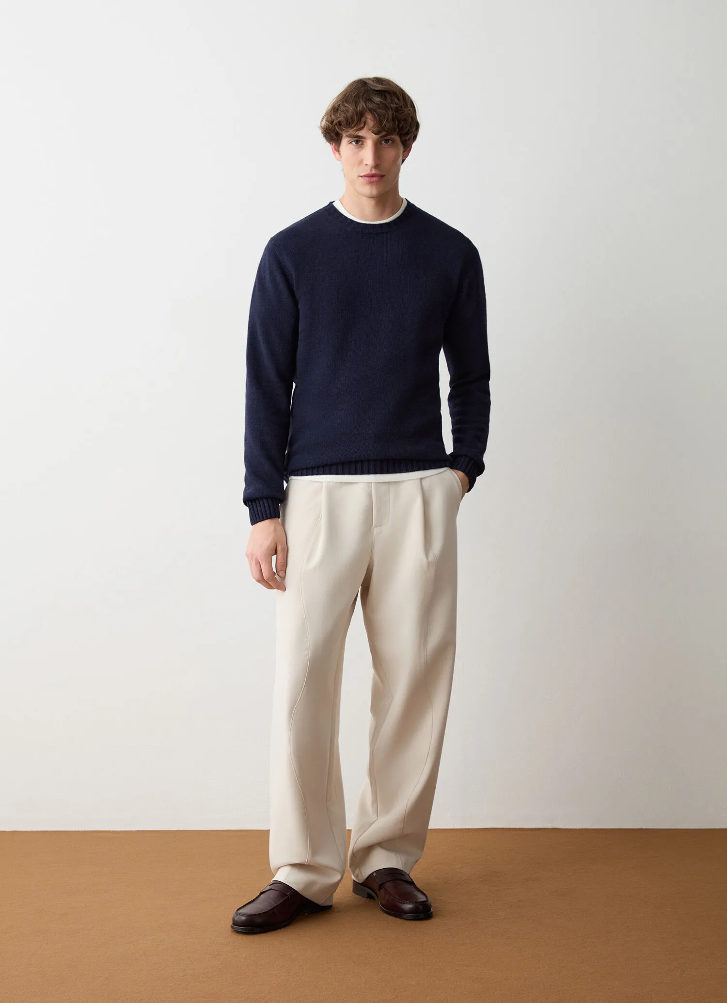 Crew-neck cashmere-blend pullover