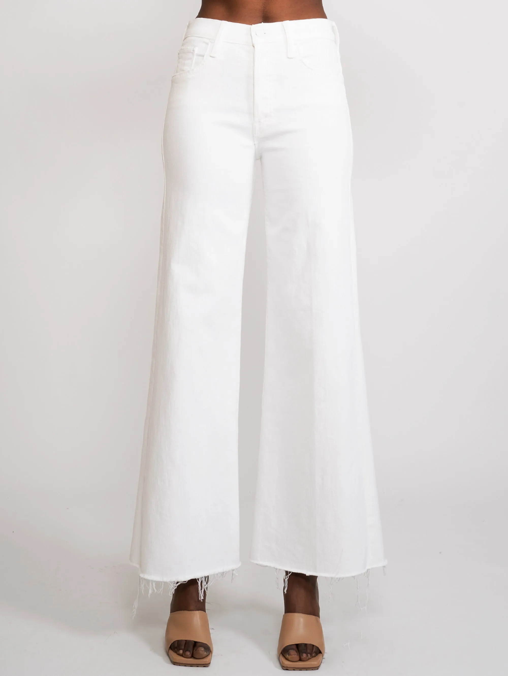 Denim Cropped con Vita Alta Bianco