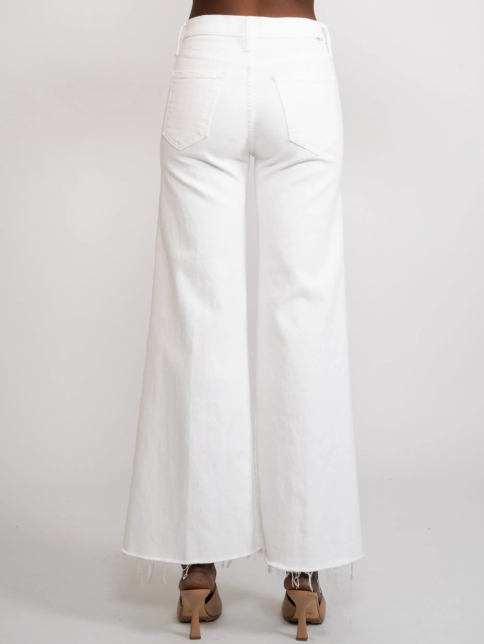 Denim Cropped con Vita Alta Bianco